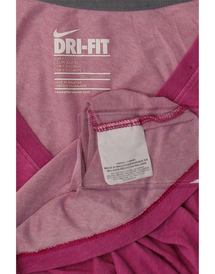 T-shirt NIKE Dri Fit Slim Fit da donna, UK 20 2XL, cotone rosa