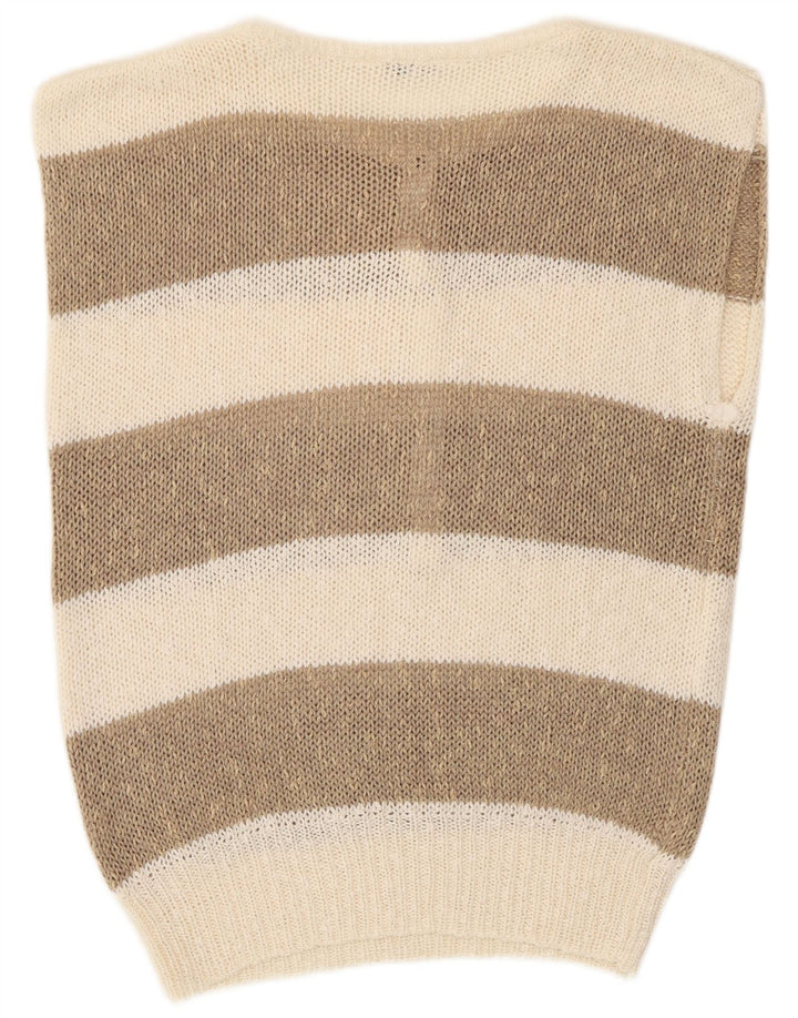 Canotta vintage da donna canotta EU 36 piccolo poliacrilico a righe beige