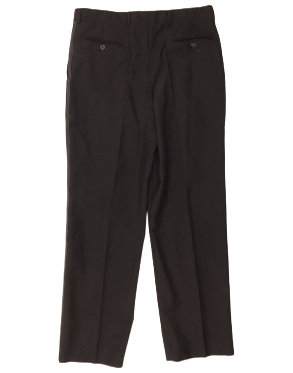 Pantaloni da abito vintage da uomo con pedge IT 50 Large W34 L32 Lana nera