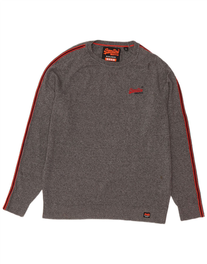 Maglione maglione girocollo da uomo SUPERDRY grande cotone grigio