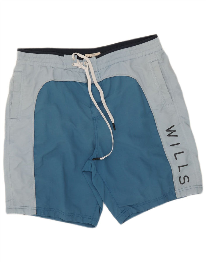 Pantaloncini da bagno grafici da uomo Jack Wills blu medio color block