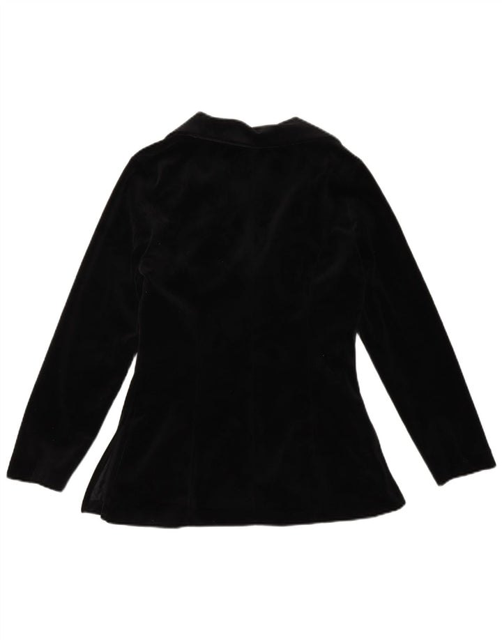 Giacca blazer in velluto da donna a 1 bottone VINTAGE UK 12 media nera