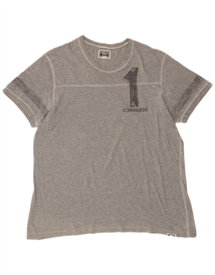 T-shirt grafica da uomo CONVERSE Top XL in cotone grigio