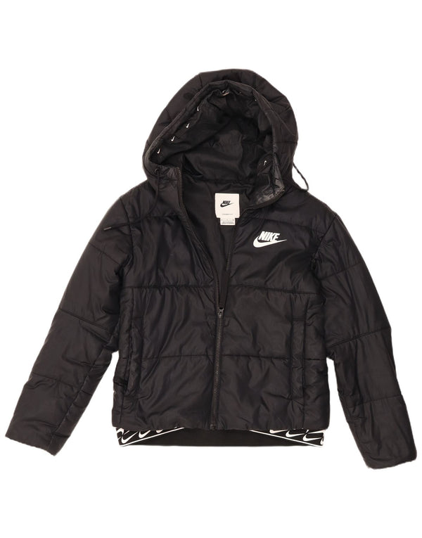 Giacca imbottita con cappuccio Nike Therma-Fit Graphic da donna UK 10 piccola nera