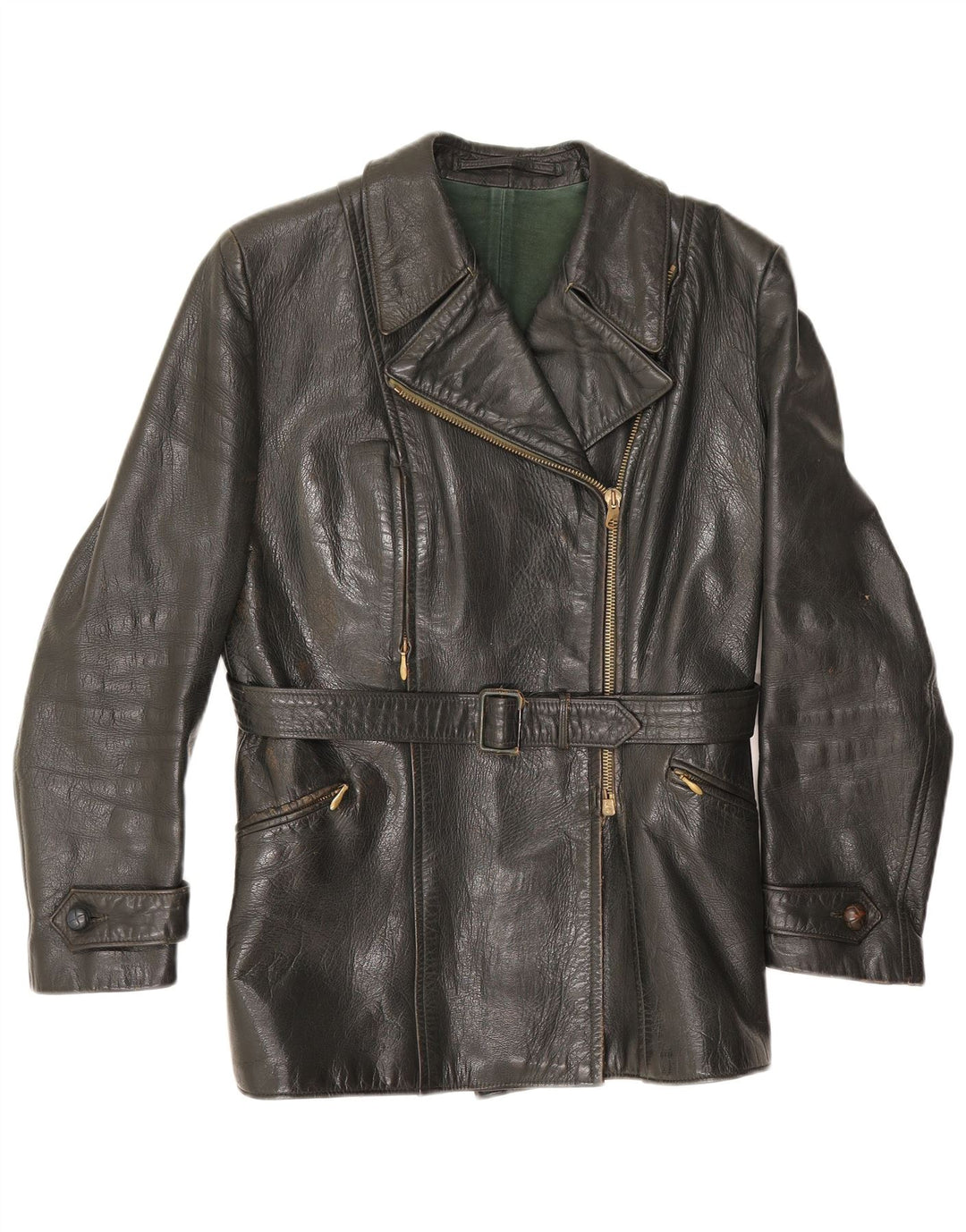 Giacca in pelle vintage da donna UK 14 media nera