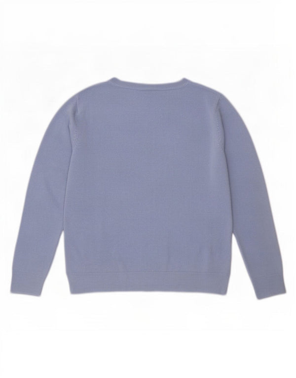 Marks & Spencer Womens Boat Neck Jumper Sweater UK 14 Large Blue Acrylic
