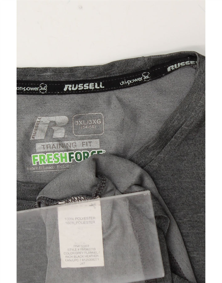 RUSSELL ATHLETIC T-shirt da uomo Dri-Power Top 3XL Poliestere chiazzato grigio
