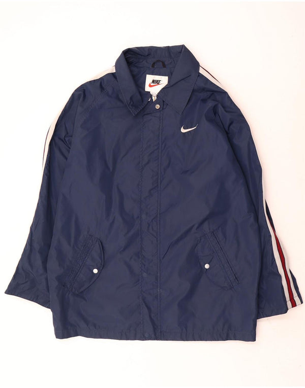 Giacca antipioggia da uomo Nike UK 42 XL nylon a righe blu navy