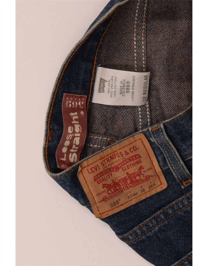 LEVI'S Ragazzi 569 Jeans dritti vestibilità ampia 11-12 anni W26 L26 Cotone blu