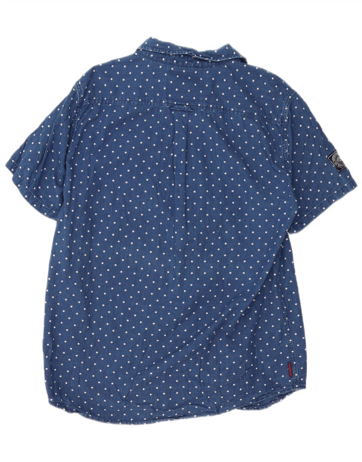 Camicia a maniche corte da uomo vestibilità regolare SUPERDRY XL cotone maculato blu