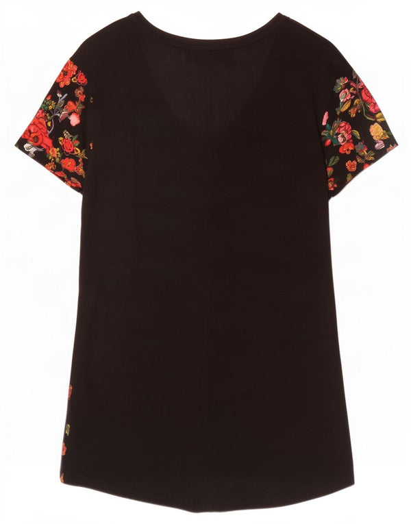 Desigual Abito T-shirt con grafica da donna UK 18 XL Viscosa floreale nera