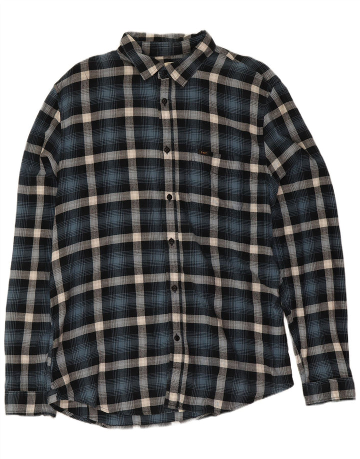 Camicia Lee da uomo in flanella vestibilità regolare XL scozzese blu