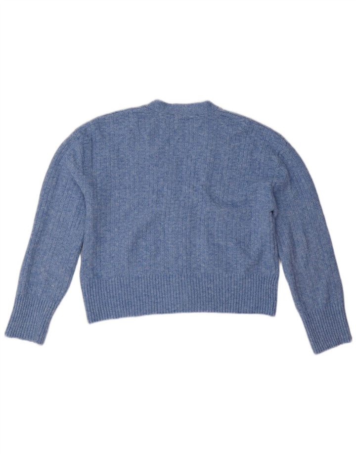 Maglione cardigan oversize da donna Zara UK 10 piccolo poliestere blu