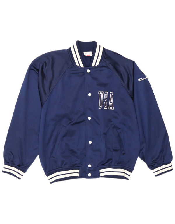 Giacca da tuta grafica Champion da uomo USA, piccola, in poliestere blu navy