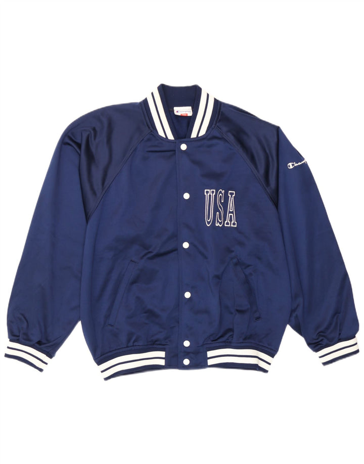 Giacca da tuta grafica Champion da uomo USA, piccola, in poliestere blu navy