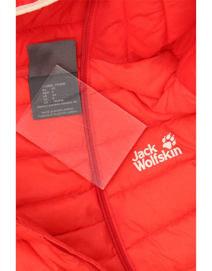 Giacca imbottita con cappuccio da donna Jack Wolfskin UK 6 XS rosso color block in poliammide
