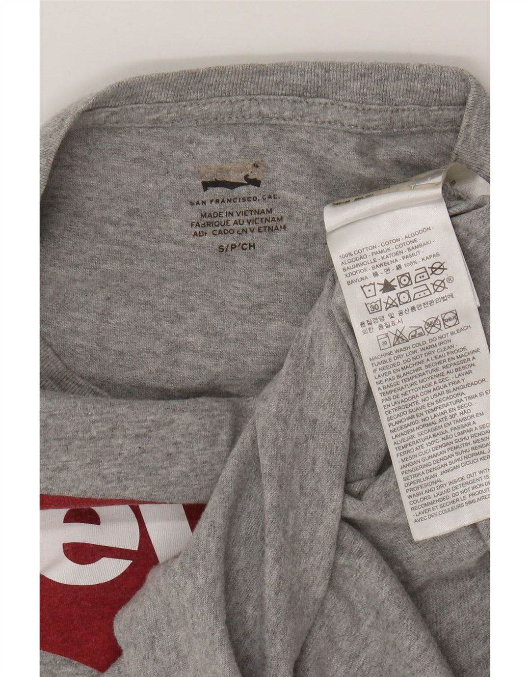 LEVI'S Mens Graphic T-Shirt Top Small Grey Cotton