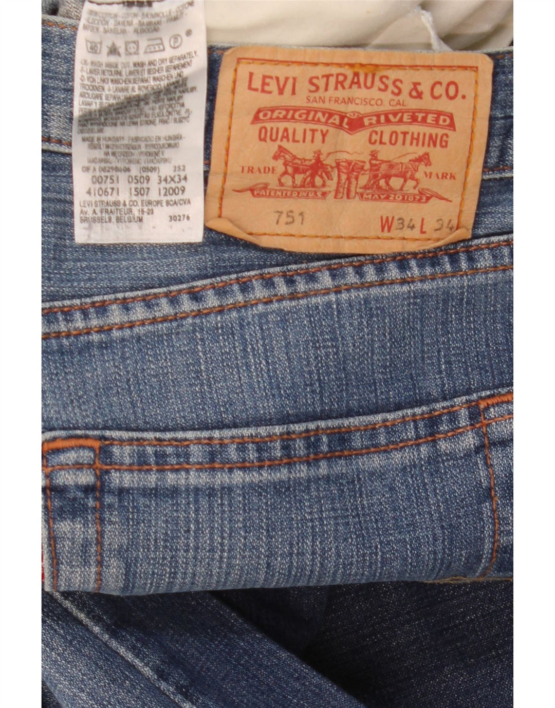 Levi's Uomo 751 Jeans dritti W34 L30 Cotone Blu