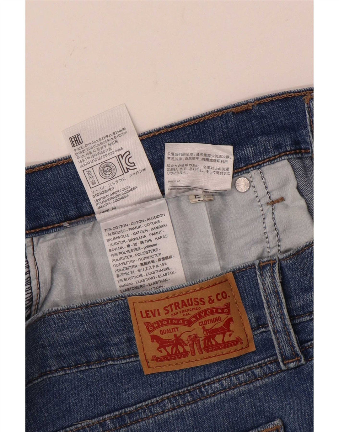 Pantaloncini di jeans da donna Levi's W30 cotone blu medio
