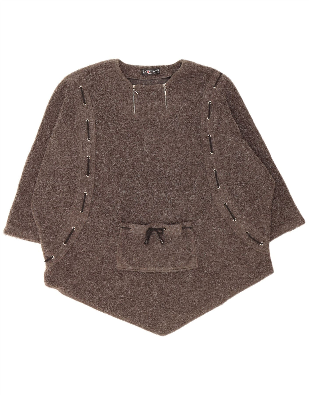 Maglione maglione oversize con scollo a barca da donna VINTAGE UK 14 Grigio medio