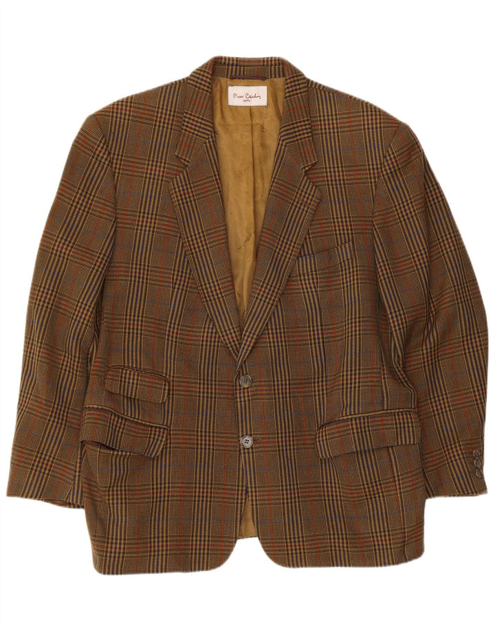 Giacca blazer da uomo a 2 bottoni Pierre Cardin UK 40 grande pied de poule marrone