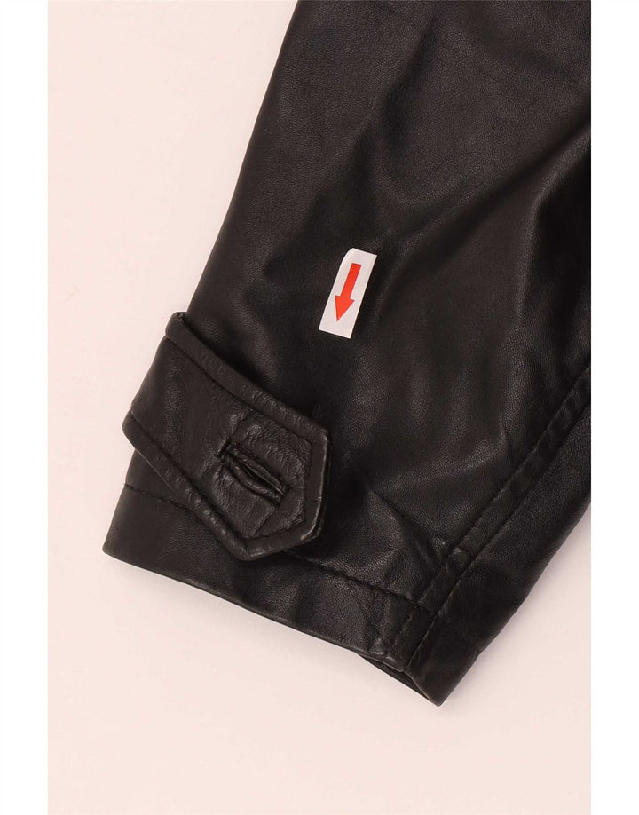 Giacca in pelle oversize da donna vintage UK 10 piccola nera