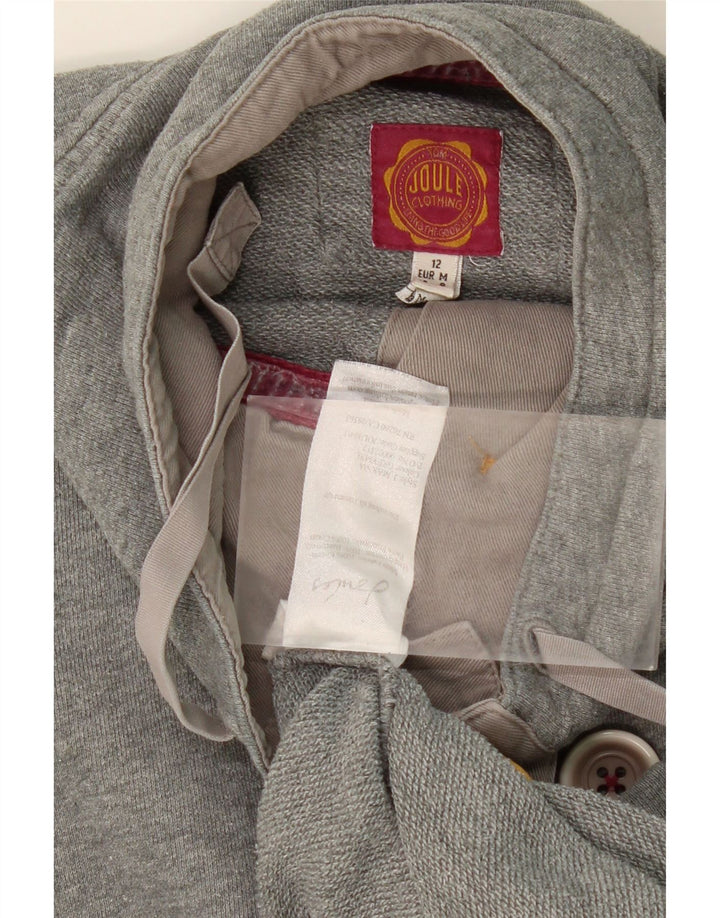 JOULES Womens Button Neck Sweatshirt Jumper UK 12 Medium  Grey Cotton Vintage Joules and Second-Hand Joules from Messina Hembry 