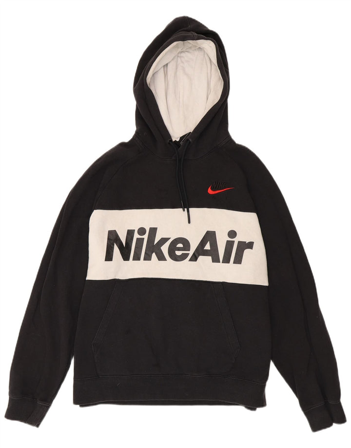 Felpa con cappuccio grafica Nike da uomo in cotone color block medio nero