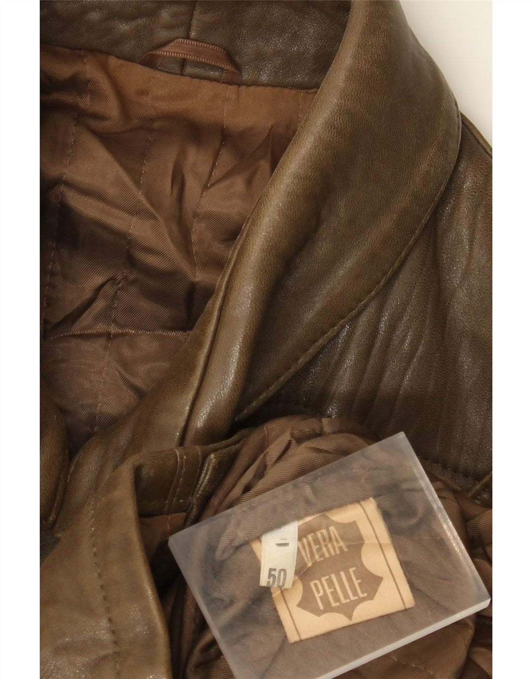 Giacca in pelle vintage da uomo IT 50 grande in pelle marrone