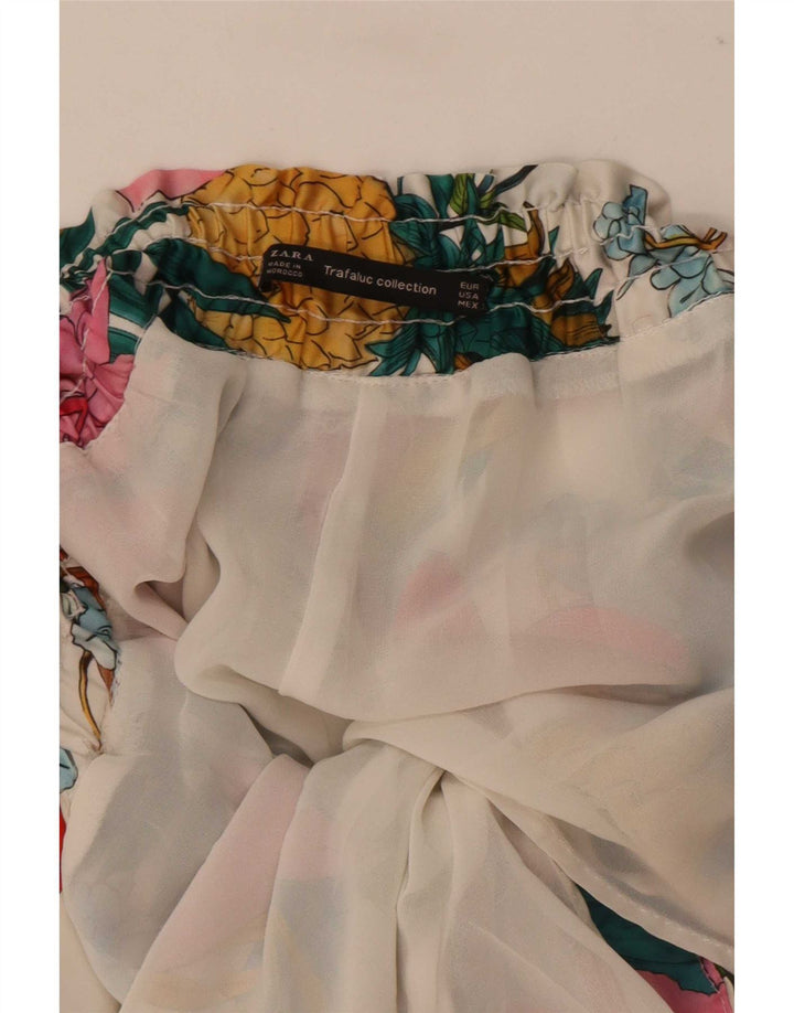 Pantaloncini Zara da donna grandi W32 in poliestere floreale multicolore