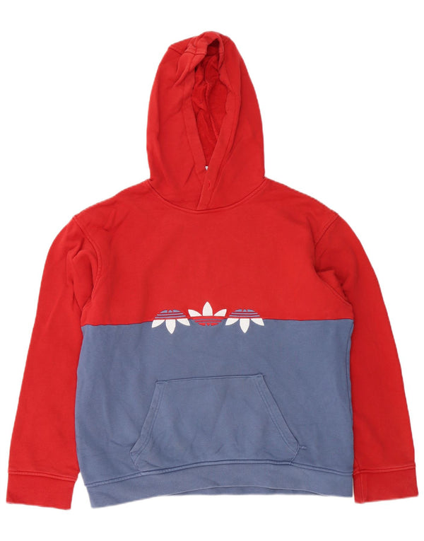 Felpa con cappuccio grafica Loose Fit da uomo Adidas XS in cotone color block rosso