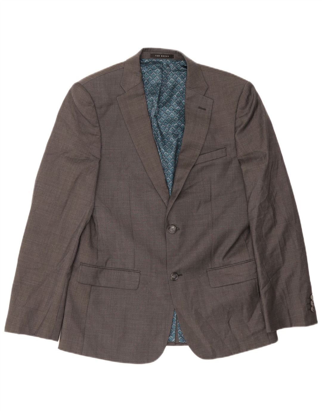 Giacca blazer da uomo a 2 bottoni Ted Baker UK 38 Lana grigio medio