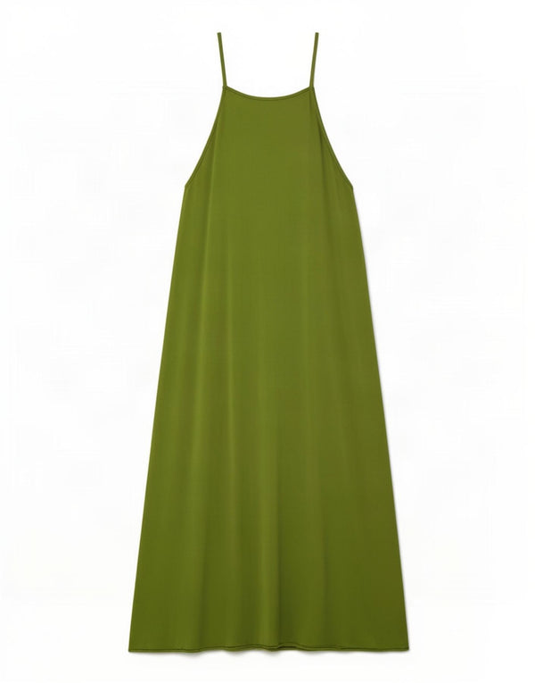Vestito lungo senza maniche da donna Zara UK 12 Viscosa verde medio