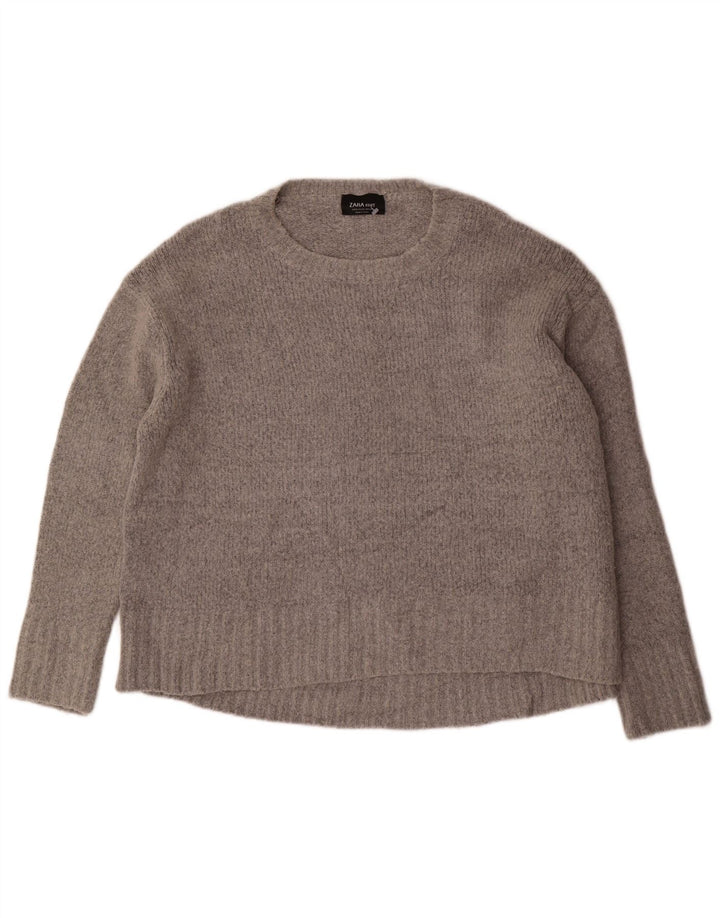 Maglione maglione oversize con scollo a barca da donna Zara UK 14 Acrilico grigio medio