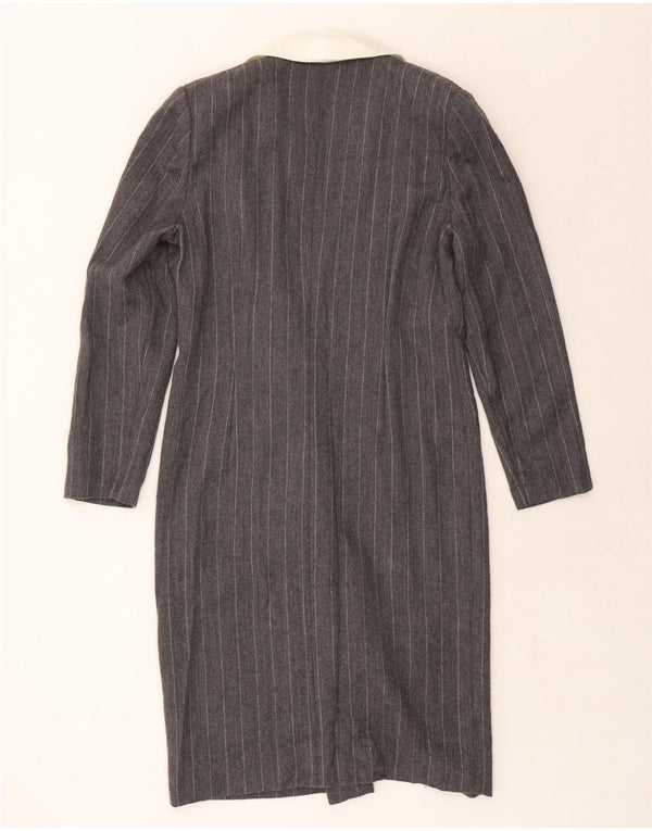 Abito camicia a maniche lunghe da donna Luisa Spagnoli UK 14 grande gessato grigio