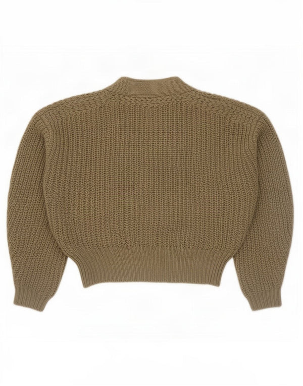 Maglione cardigan avvolgente corto da donna Zara UK 14 Acrilico kaki medio