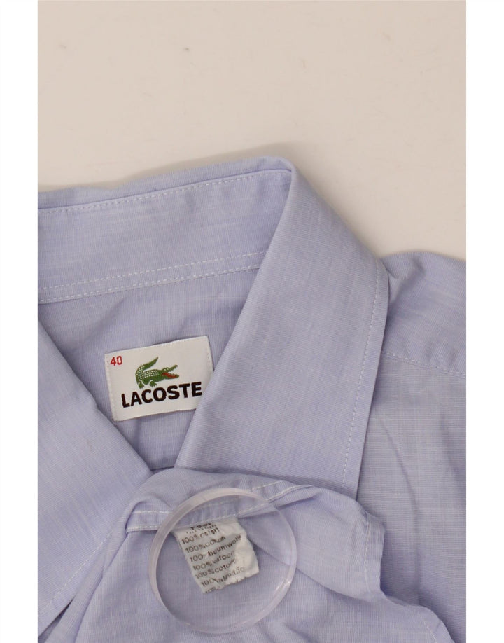 Camicia a maniche corte da uomo Lacoste taglia 40 in cotone blu medio