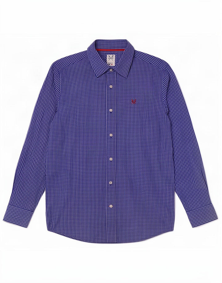 Crew Clothing Camicia da uomo dal taglio classico in cotone a quadri blu medio