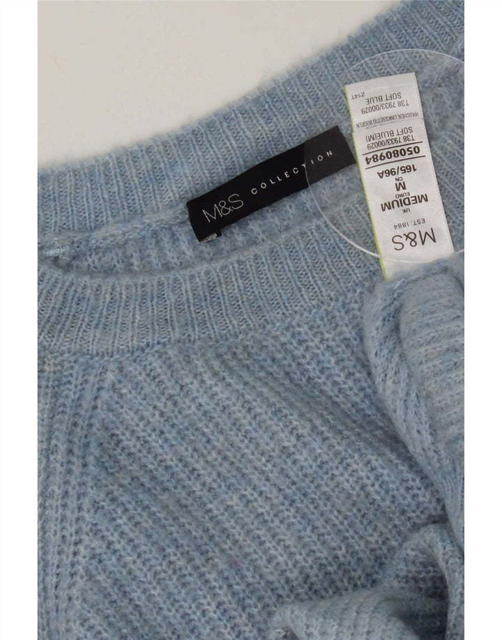Maglione maglione con scollo a barca da donna Marks & Spencer UK 14 Blu medio maculato