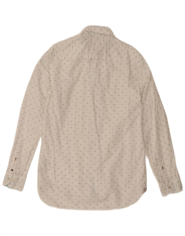 Camicia da uomo Tommy Hilfiger piccola in cotone maculato bianco