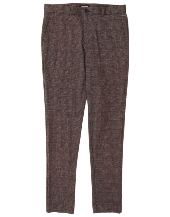 Pantaloni chino slim da uomo Jack & Jones W32 L34 poliestere pied de poule grigio