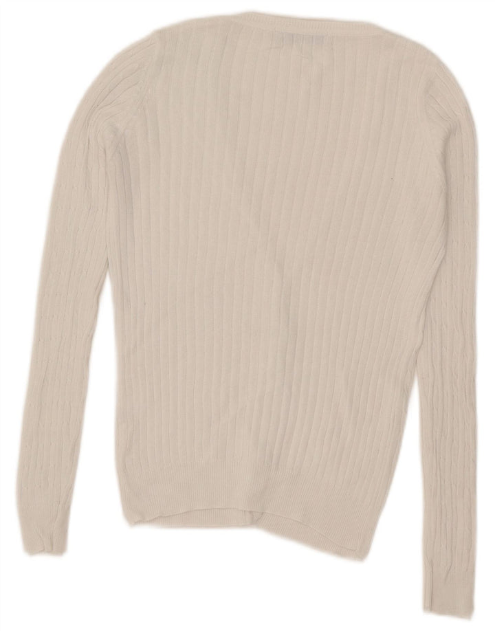 Maglione cardigan da donna Zara UK 10 piccolo cotone bianco