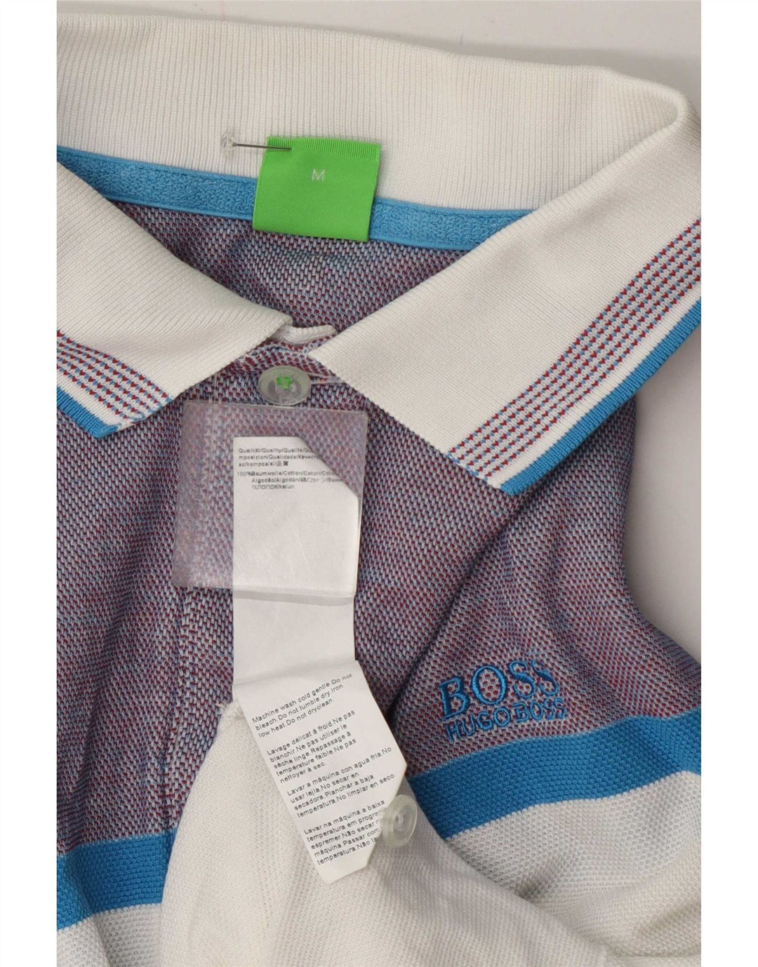 Polo da uomo Hugo Boss in cotone color block bianco medio