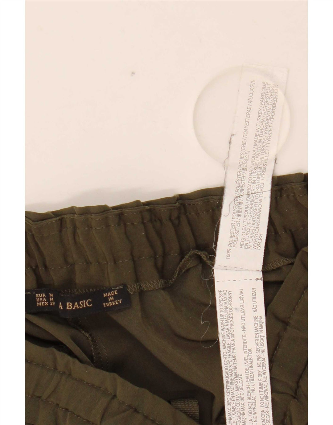 Pantaloni casual affusolati da donna Zara medi W28 L27 poliestere kaki