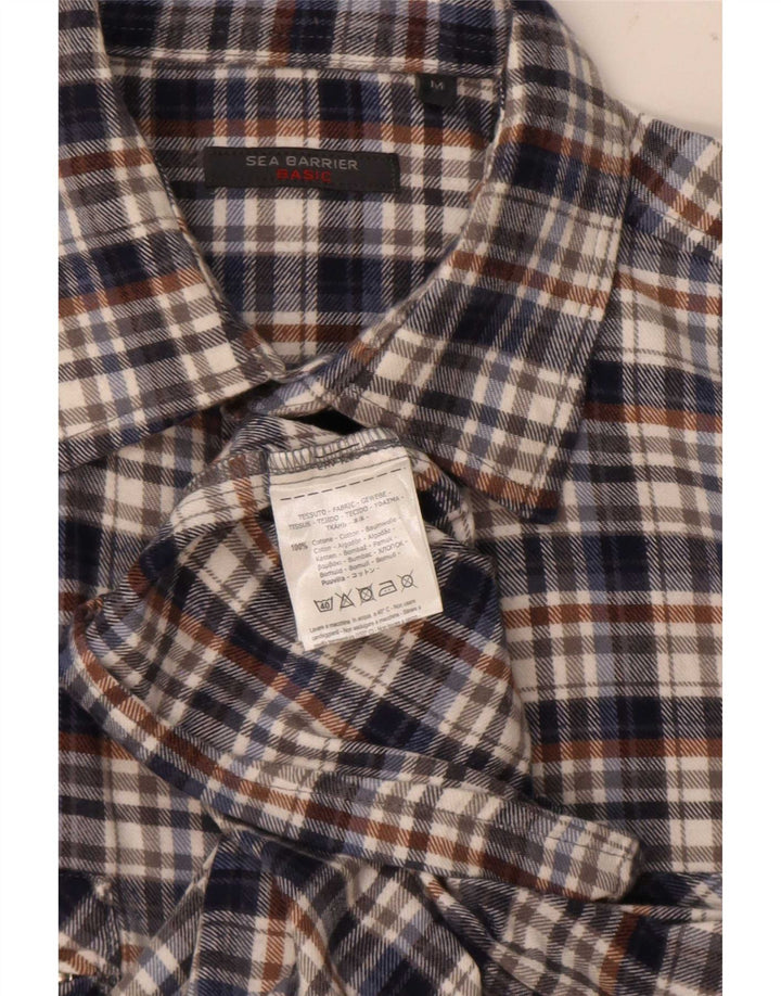 Camicia da uomo in flanella Sea Barrier, cotone medio a quadri blu navy