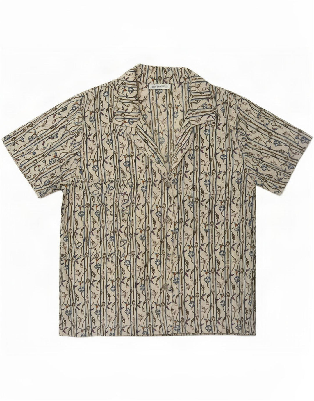 Camicia vintage da donna con motivo astratto UK 14 medio bianco nautico