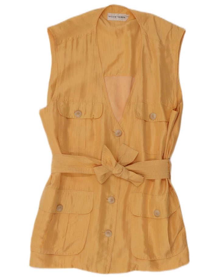 Top Cardigan Smanicato Donna Krizia IT 40 Small Giallo Seta