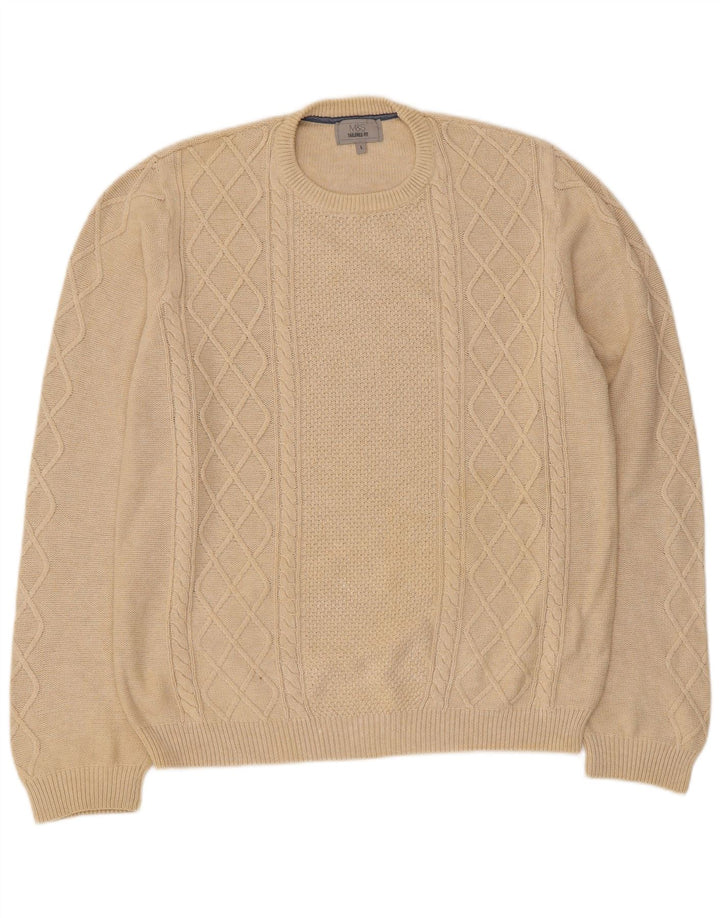 Maglione maglione girocollo da uomo Marks & Spencer su misura, grande beige