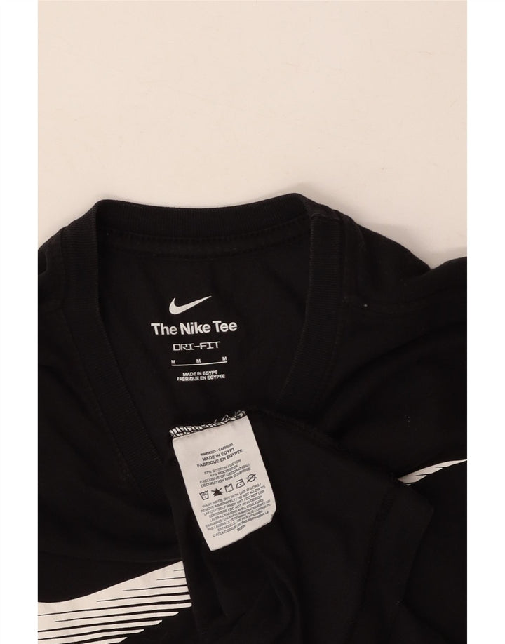 NIKE Mens Dri Fit Graphic T-Shirt Top Medium Black Cotton Vintage Nike and Second-Hand Nike from Messina Hembry 