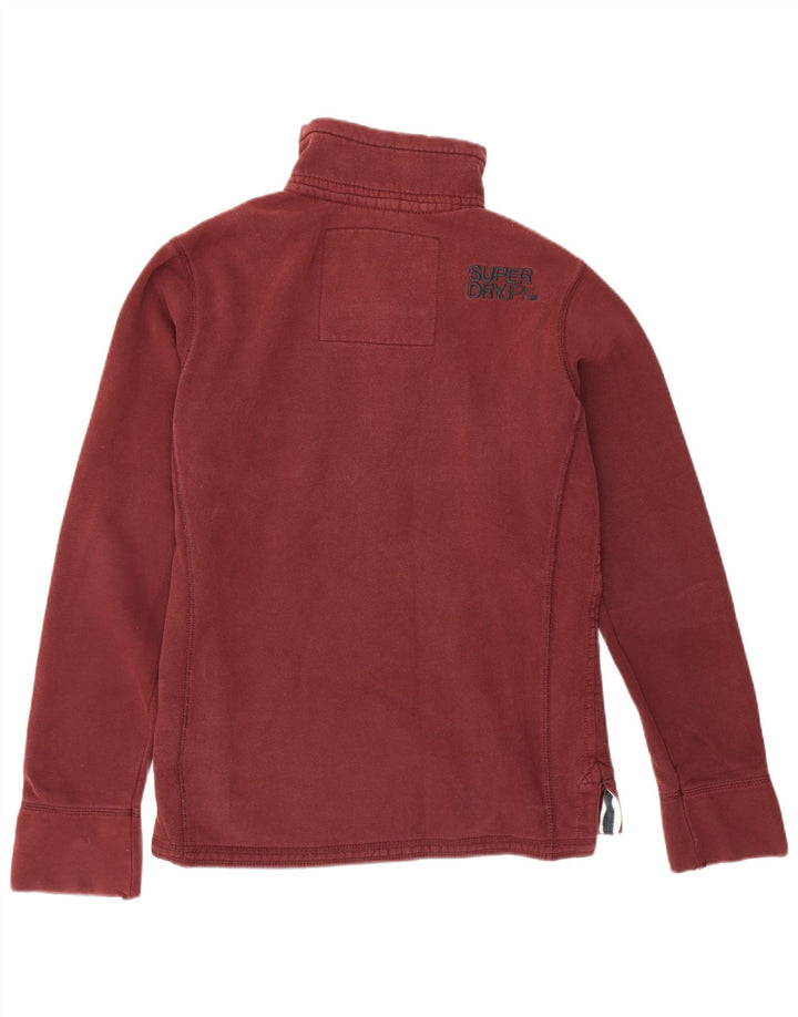 Felpa da uomo con collo abbottonato Superdry, cotone bordeaux medio